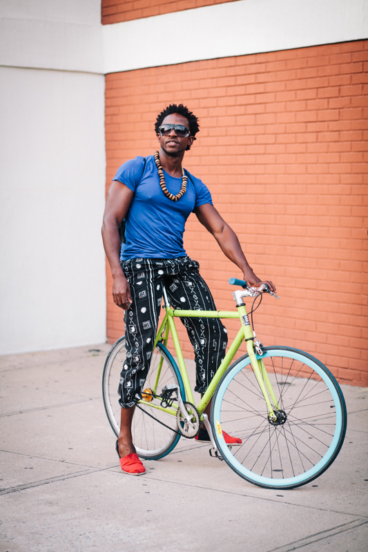 Quincy rides a Republic Aristotle fixed gear bike Photographed at Vanderbilt Ave. and Dekalb Ave., Brooklyn Going to visit a friend in Bed-Stuy