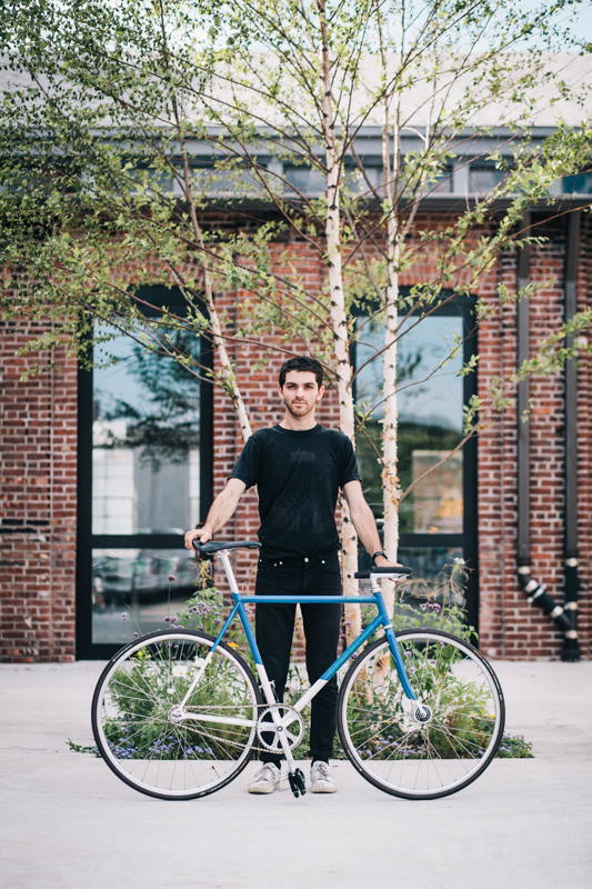 Jack with a Ceremony track bike  photographed at the Knockdown Center in Maspeth, Queens  while exhibiting at the Bike Cult Hand-Built Bike Show 