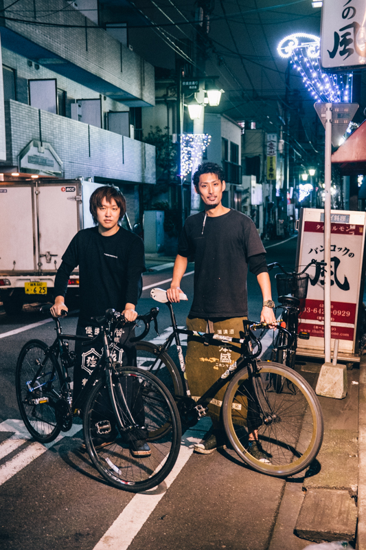 Ryochi rides a mamachari Takahiro rides a Fuji Feather fixed gear Toshkazu rides a Bridgestone Cylva 18 speed